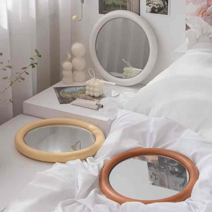 ラウンド 壁掛け ミラー［3色］