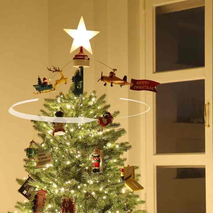 Ho Ho サンタ 回転オルゴールツリートッパー