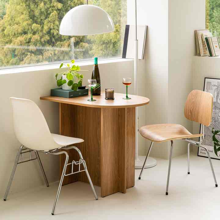 ホームカフェ 半楕円 ダイニングテーブル 80cm［2色］