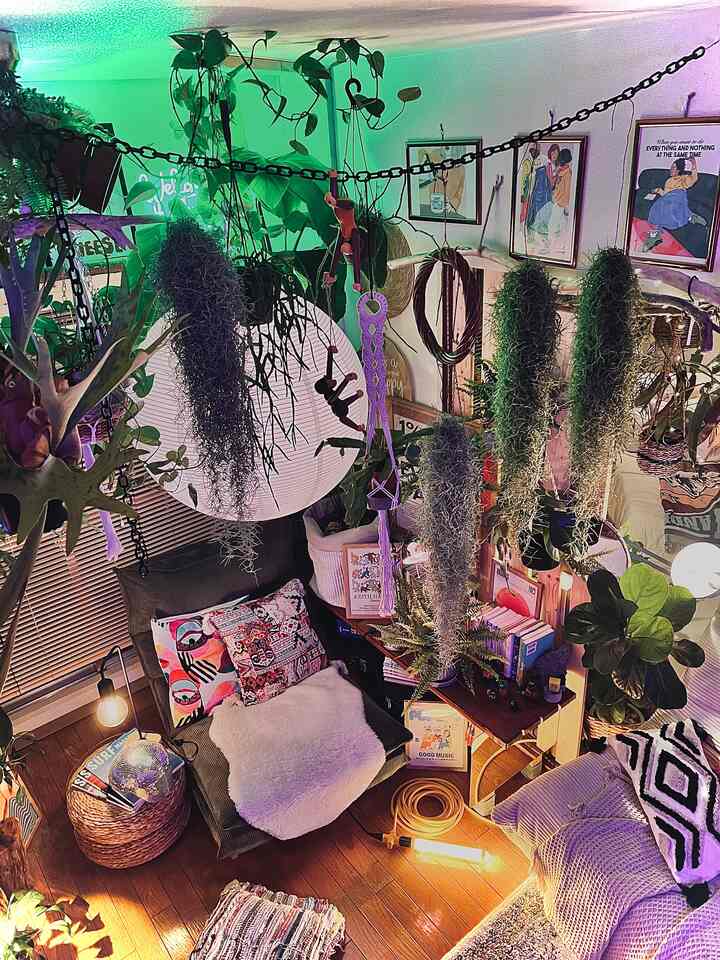 Interior yang cukup unik dan bebas
Terlalu banyak tanaman hijau!
Langit-langitnya terbuat dari beton sehingga Anda tidak dapat menggantung tanaman
Jadi kami menggunakan rantai untuk menggantungnya ⛓️🌿

#EclecticInterior #ハンギングプラント 
#Houseplants #リビング #窓辺 #築古 #団地暮らし