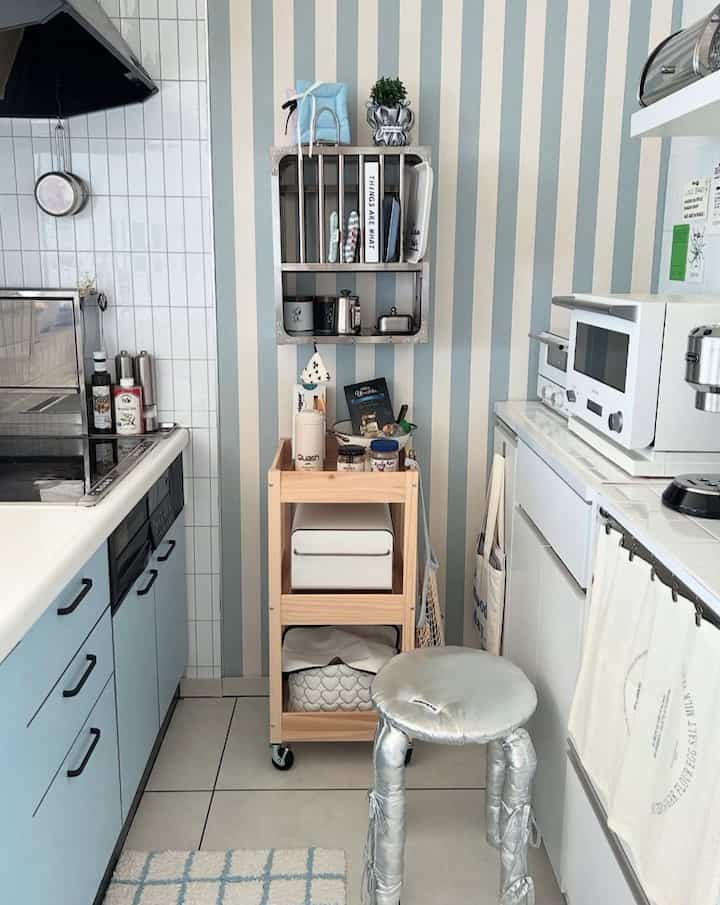 Dapur biru muda dengan wallpaper 🩵

#dapur
#interior dapur
#biru muda
#kertas dinding diy
#pengenalan ruangan
#interior kamar saya
#tinggal bersama 2 orang
#3LDK

