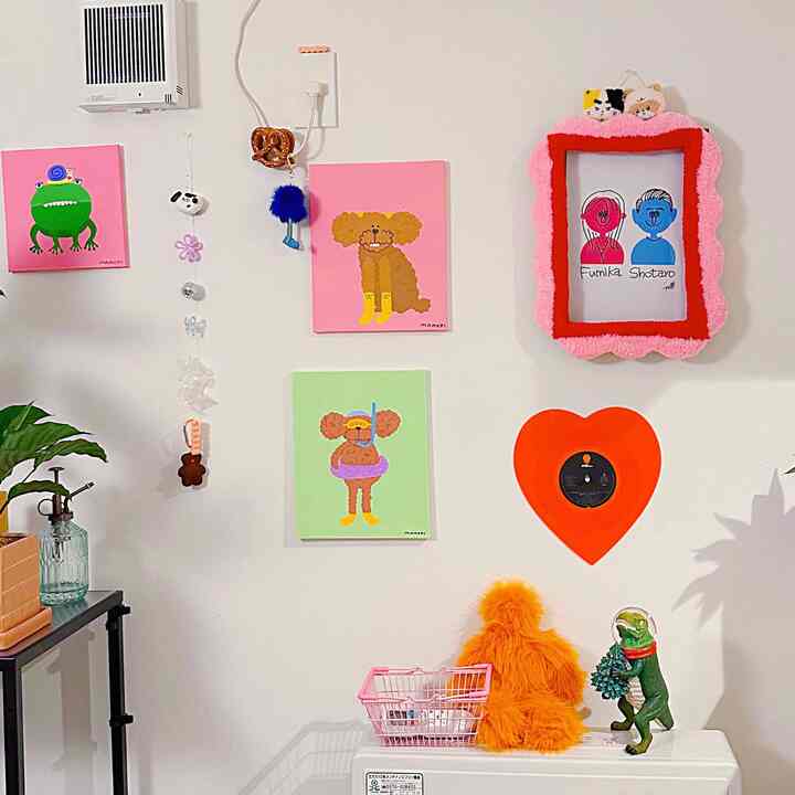 #カラフルなインテリア #かわいいインテリア #イラスト #ポップ #poproom #ピンク #ハート