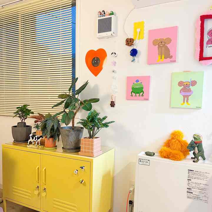 #マスタードメイド #バターイエロー #シェルフ
#Colorful Interior #黄色 #植物インテリア #ブラインド #キャビネット