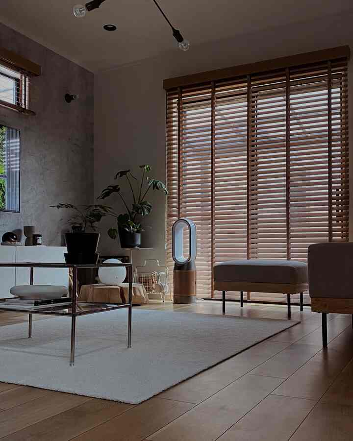 Natural wood tones and plants in a Nordic style living room featuring clean, spacious, and relaxed atmosphere