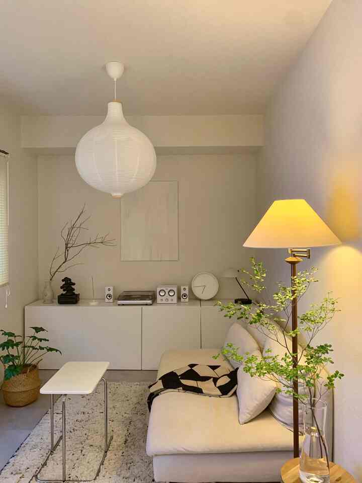 フロアライトに照らされたドウダンツツジに癒されるお気に入り空間🌿

#IKEA #ドウダンツツジ #北欧インテリア #ナチュラルインテリア #ジャパンディ #植物インテリア #植物のある生活  #賃貸 #2人暮らし