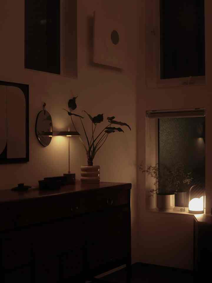 1日の終わりに照明を楽しむ
　
ライトひとつひとつの光の照らし方の違いが好きで、夜は明るさを控えめにしてゆっくり。これで温かいものでも飲んで眠くなって眠るのが素敵なんだろうけど、ここで映画やドラマを見ちゃったりする。笑　どちらの日も好きです。

#リビング #マイホーム #ヴィンテージ家具
#livingroom #myhome #vintagefurniture 
#サイドボード #ヴィンテージサイドボード #ネイサン #nathan 