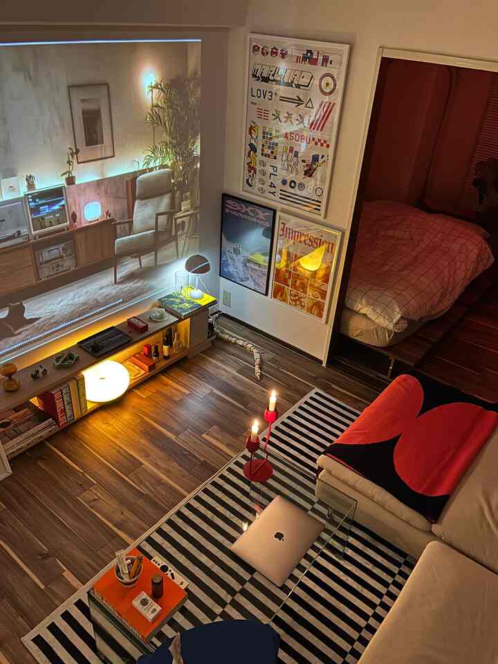 リバーシブル ニートブランケット 85x120cm［8種］を使ったコーディネート 1