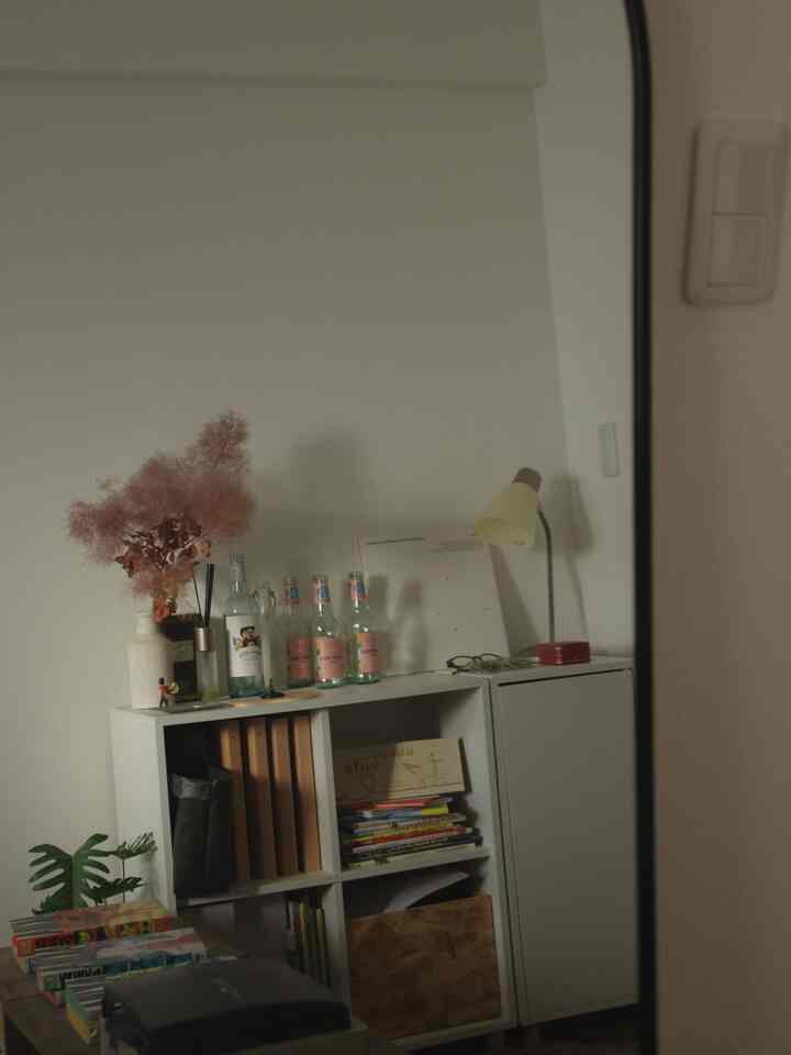 朝早くの鏡越しの部屋の景色よい　
#寝室 #寝室インテリア #bedroom #ベッドルーム #2人暮らし #スタンドミラー #IKEA