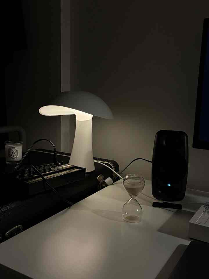 デスクではルイスポールセンのルーミーを使用しています💡

#一人暮らし #デスク #ポータブルランプ 