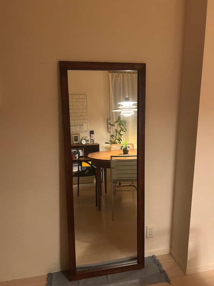 The living room as seen through the mirror.

I like how it looks like a painting!

Maybe I should buy a slightly bigger mirror...

#interior #roomtour #midcentury #BauhausJapan #vintagefurniture #Artek #IKEA #lightroom #70B #sempre #Vitra