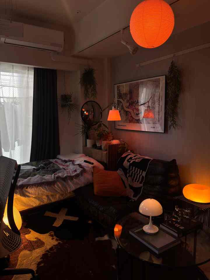 この部屋でいる時間が1番長いリーンロゼトーゴ🛋️

#1Kインテリア #リーンロゼ #ミッドセンチュリー #イサムノグチ #ラグ #IKEA