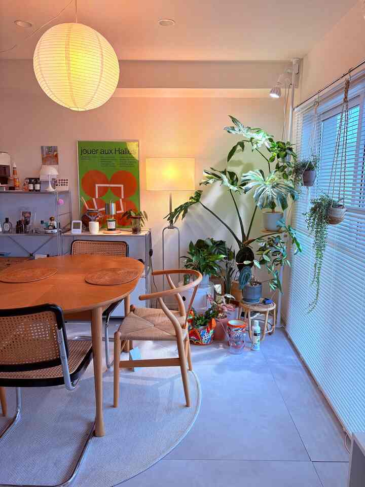 ▶︎ジャングルコーナー
部屋の一角には観葉植物を置いて、癒される空間を目指しています🌿
モリモリツリーセットは吊るしたり置いたりもできるから本当にオススメ！
気軽にディスプレイできます！

#ミッドセンチュリー
#midcentury
#ミッドセンチュリーインテリア
#ミッドセンチュリーモダン
#観葉植物
