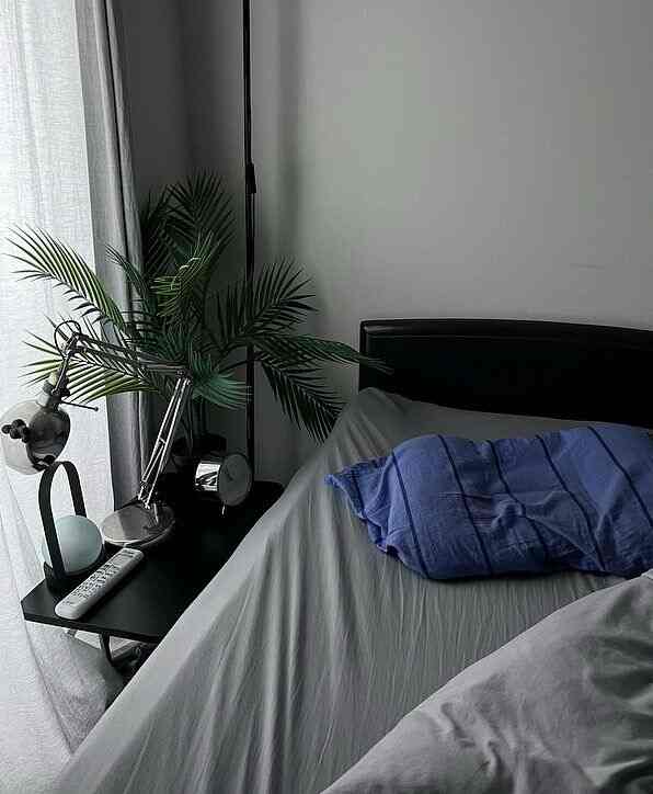 ベッド周りもikeaだらけ
#ikea #ベッドルーム　#artofblack #無印良品 #ニトリ #シルバーインテリア　#フェイクグリーン #寝室　#無機質　#無機質インテリア　#シンプルインテリア　#シンプルなインテリア 