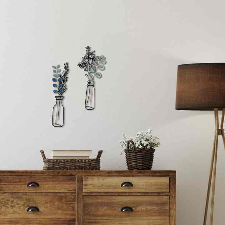 モダンテイスト ユーカリモチーフ 壁掛けインテリア【A＋B 2枚セット】