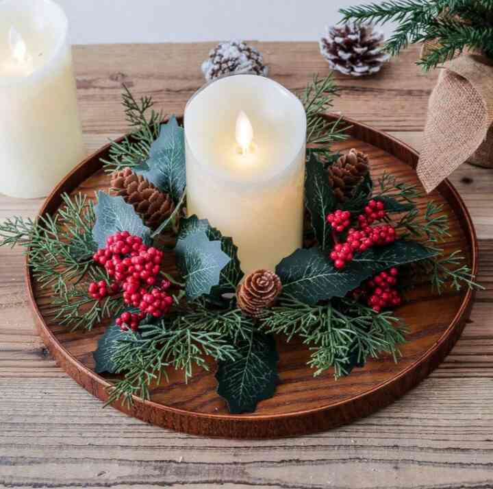 クリスマス キャンドルホルダー リース［2色］