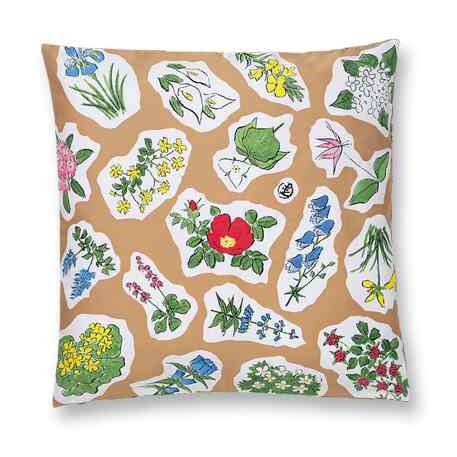 花柄クッションカバー （くるみ色）