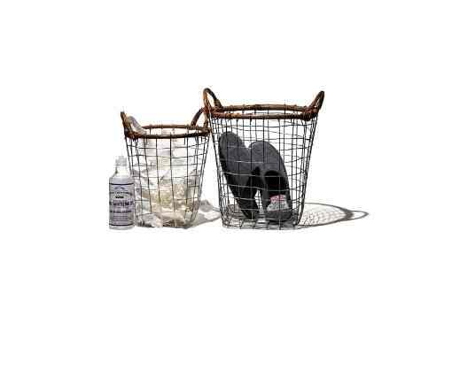 RATTAN TOP WIRE BASKET / Medium