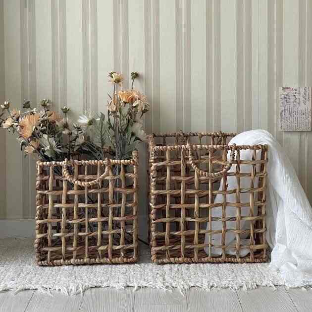 ラタン 四角 メシュ バスケット［2サイズ］