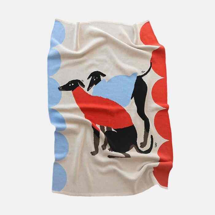 【Eniko Katalin Eged】autumn doggos ニットブランケット