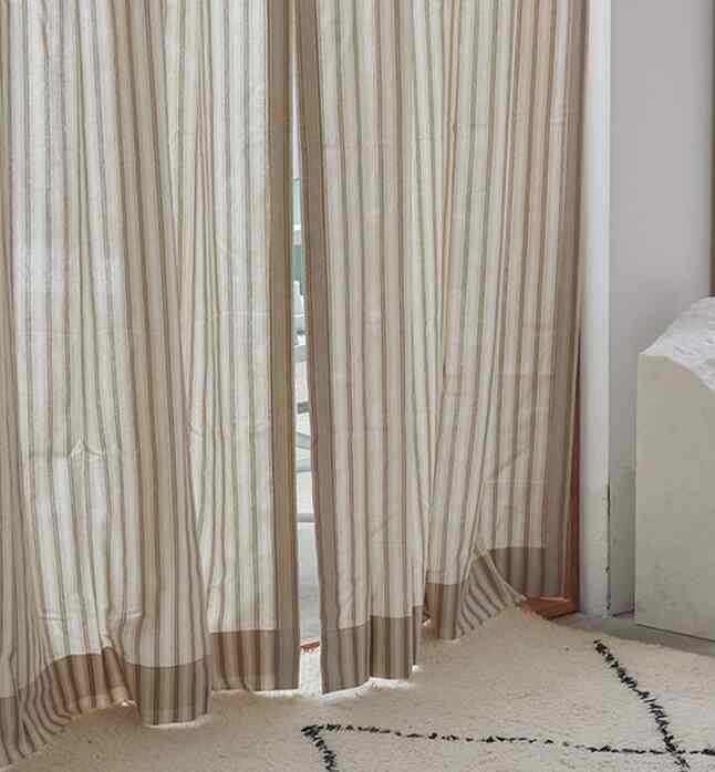Lorraine ストライプ カーテン ブラウン