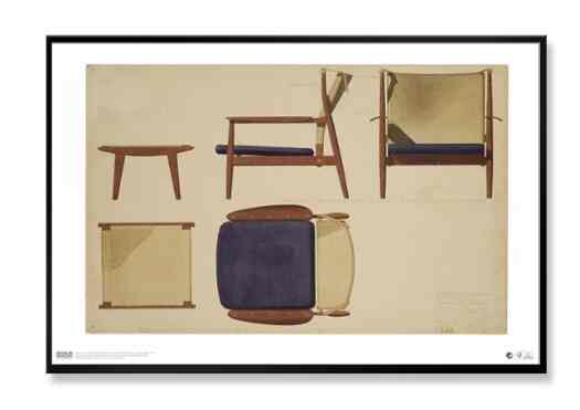 【Finn Juhl】Armchair with adjustable braided back ポスター