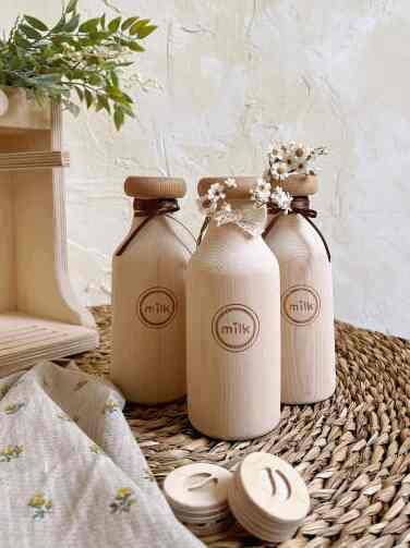 ウッド 模型 牛乳瓶 オブジェ