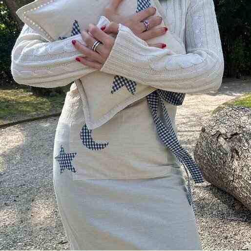 星と月のワッペン付きエプロン - Star, Moon Apron