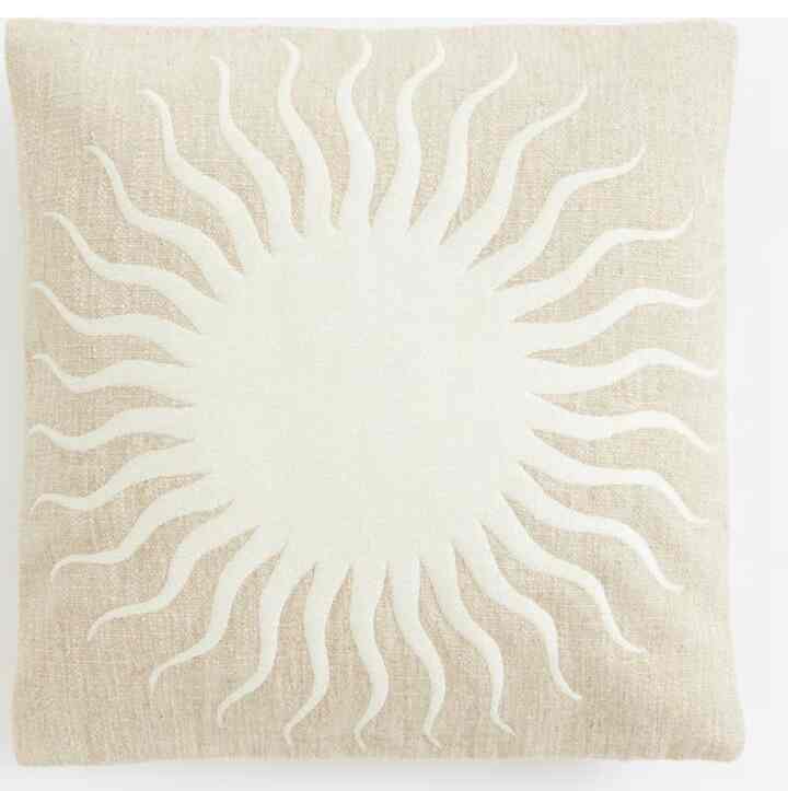 エンブロイダリー クッションカバー（ベージュ／太陽）