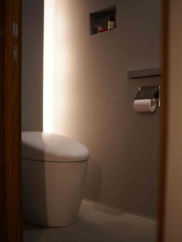 トイレは極力シンプルに
奥の間接照明は棚になっており掃除道具やトイレットペーパーを収納
#トイレ
#generalview
#aesop
#dulton
#sanwacompany
#アンゴロ
#muji
#無印良品