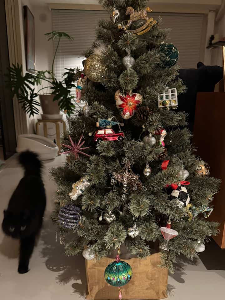 クリスマスツリー🎄出しました！
去年nikoandで買った120cmサイズのものです
ツリーの下の麻袋は100均で買った収納BOXです🎁
#クリスマスツリー #クリスマス #クリスマス準備 