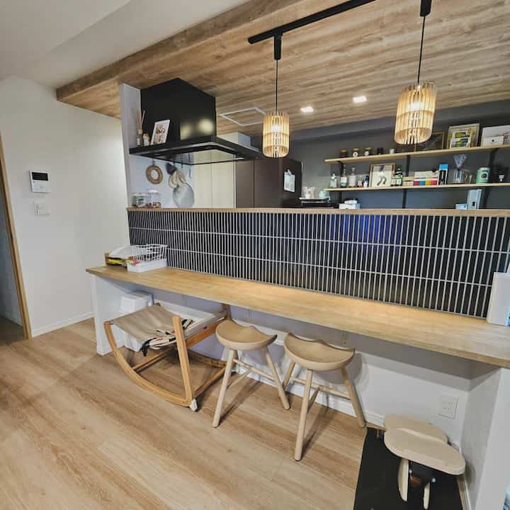 #キッチンカウンター #キッチン #カウンター #カウンターチェア #猫 #猫がいる暮らし #こどもがいる生活