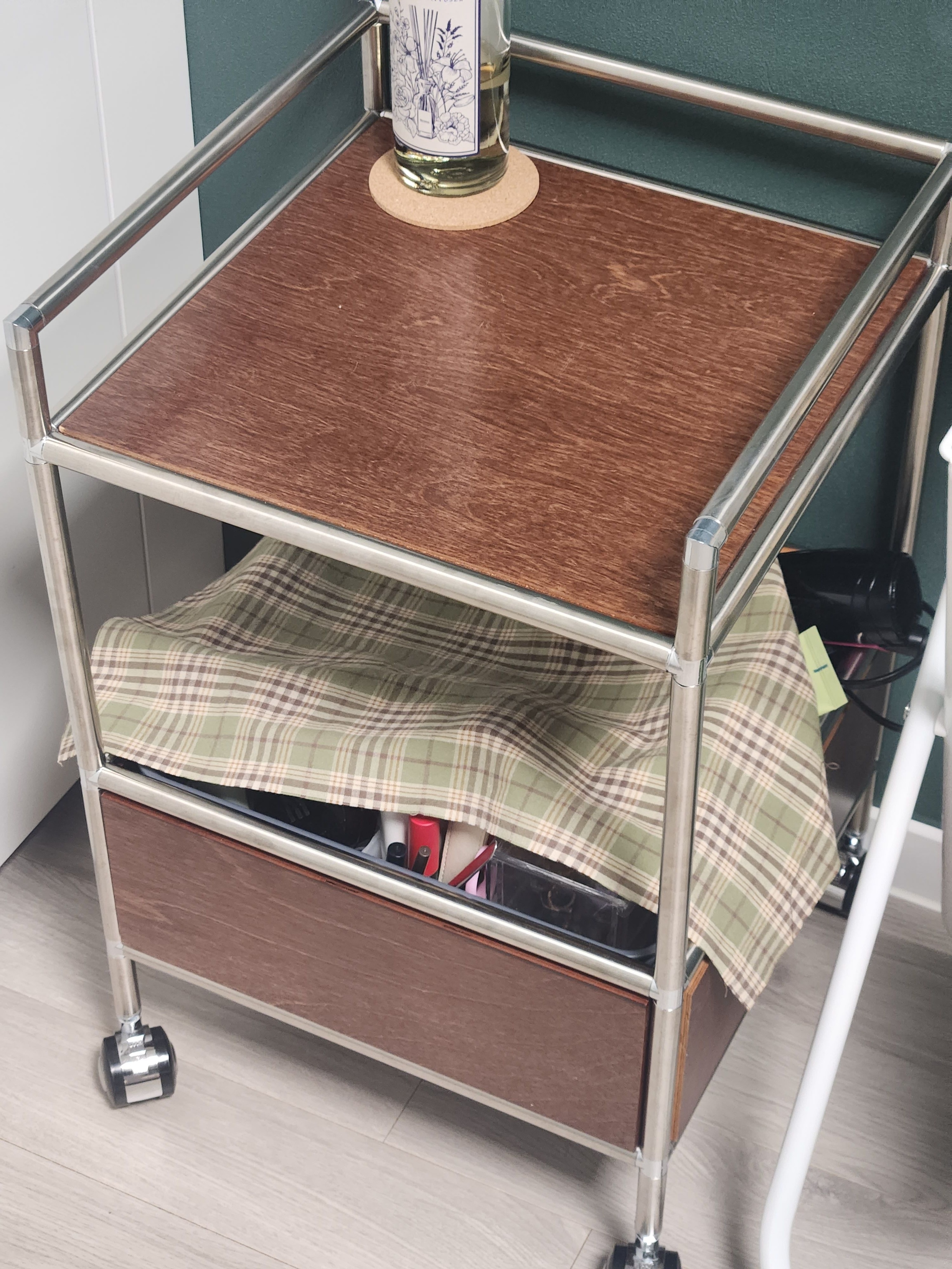 Wood & Steel Rolling Side Table user photo