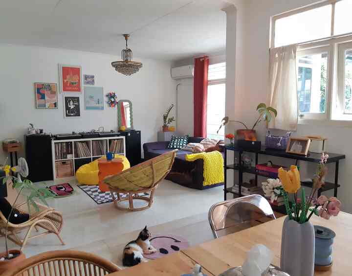 Buat kami, ruangan ini adalah open space goals banget 😁.. karena tidak ada banyak sekat, cukup dengan penataan furnitur yg tepat dan pencahayaan alami sudah membuat area diruang bawah ini terlihat luas. Saat masuk ke area living room pemandangan mata juga langsung tertuju ke area dapur dan ruang makan, ruangan bawah ini adalah area yang sangat kami perhatikan dalam penataan setiap printilan dan furnitur yg kami gunakan dan saat ada teman yg berkunjung kerumah kami, jujur tidak jarang dari mereka yg memberikan komentar "wah ini sih lo banget" 🤭. Karena hampir disetiap sudut ruangan menggunakan furnitur dan printilan colorful, dan kami jg mendekor ruangan ini dengan personal items kesukaan kami seperti mainan (beberapa mainan dirumah ini ada yg sudah kami miliki dari kami kecil lho) , knicks knacks, wall art yg pelan2 pasti akan bertambah banyak karena kami memang mengkoleksi wall art terutama wall art yg dibuat oleh artist lokal dan tanaman untuk mempercantik ruangan tentunnyaa. 

#RumahOpenSpace #RumahTanpaSekat #RumahLega #eclecticdekor #livingroom #rugs #gallerywall 