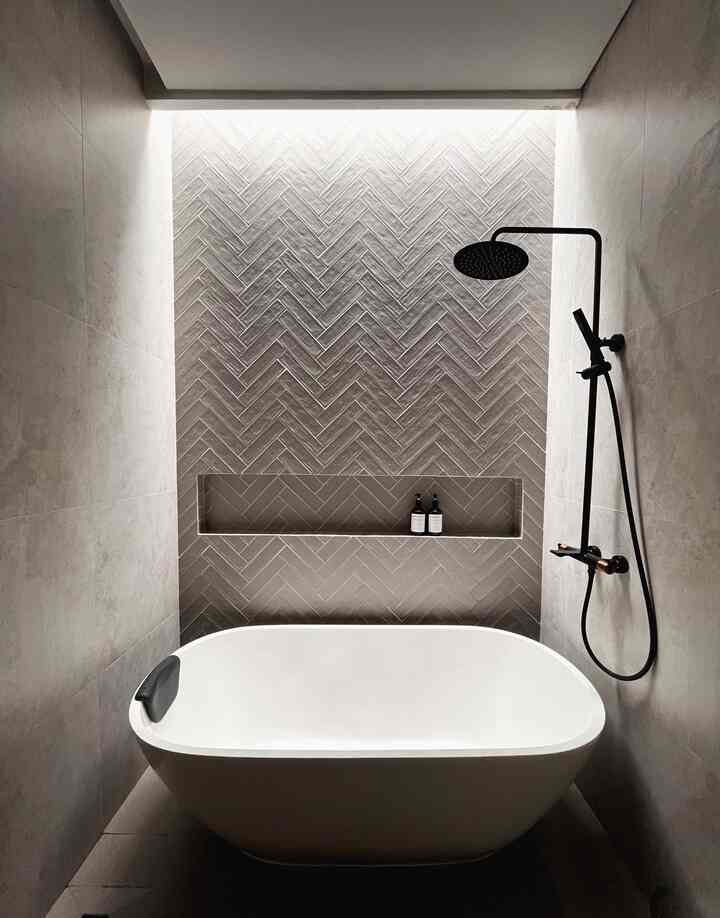 Nambahin skylight itu jadi keputusan terbaik saat renovasi kamar mandi ini! Walau ukurannya ga terlalu besar 150x60cm aja, tapi sinar matahari yang masuk berhasil mempertegas keramik herringbone yang ada ditengah ruangan dan menjadikannya vocal point yang mencuri perhatian setiap kali masuk. Dipadu dengan sanitary hitam dan sedikit sentuhan kayu menambah kesan hangat, cocok untuk tempat merenung tiap pagi 🤭

#HerringboneTiles
#RenovasiKamarMandi
#BathroomMakeOver
#InspirasiKamarMandi