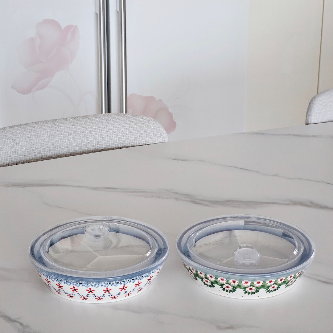 Floral 3-Compartment Food Storage Bowl Set with Lids (Set of 2) user photo