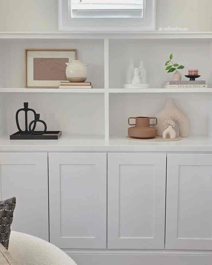 Living room cabinet tour/inspo 🤍
#livingroom #livingroominterior #livingroomdecoration #livingroomcabinet #cabinetstyling #neutralhome #cozy #minimalinterior 