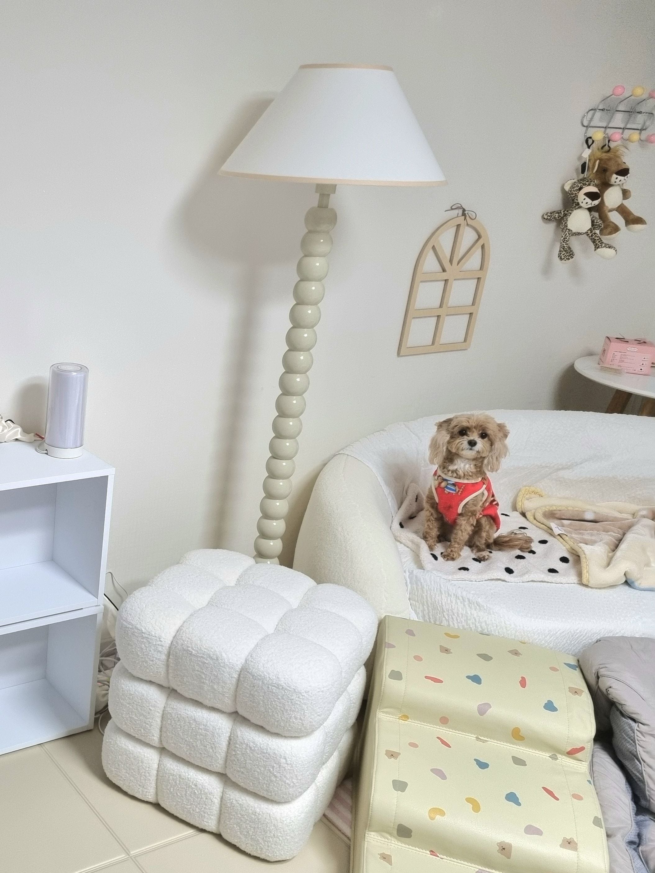 Cubic White Fabric Stool user photo