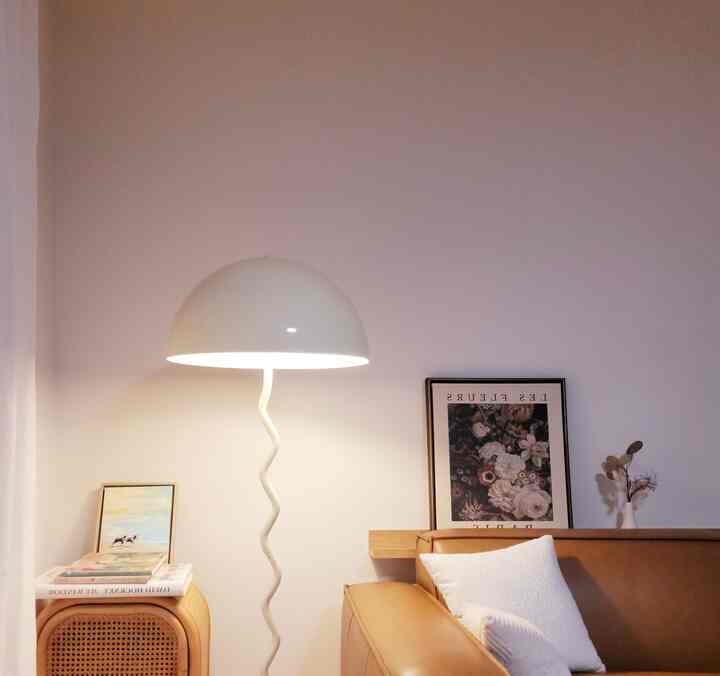 When the right light meets the perfect corner—this floor lamp turns up the warmth and brings all the cozy vibes. A simple touch that transforms the whole mood. #floorlamp #lightinginterior #nightstand #rattancabinet #sofapillow #artframe #artbook #Davidhockney #wavy #brown #boho 