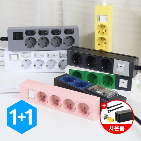 국산 3구 T자형 멀티탭 2개 (1+1)