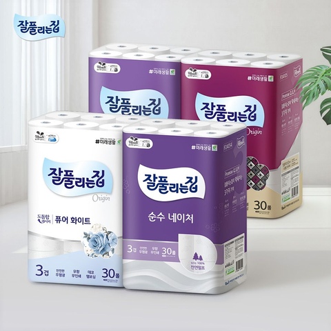 잘풀리는집 순수 3겹 25m 30롤 x 3팩
