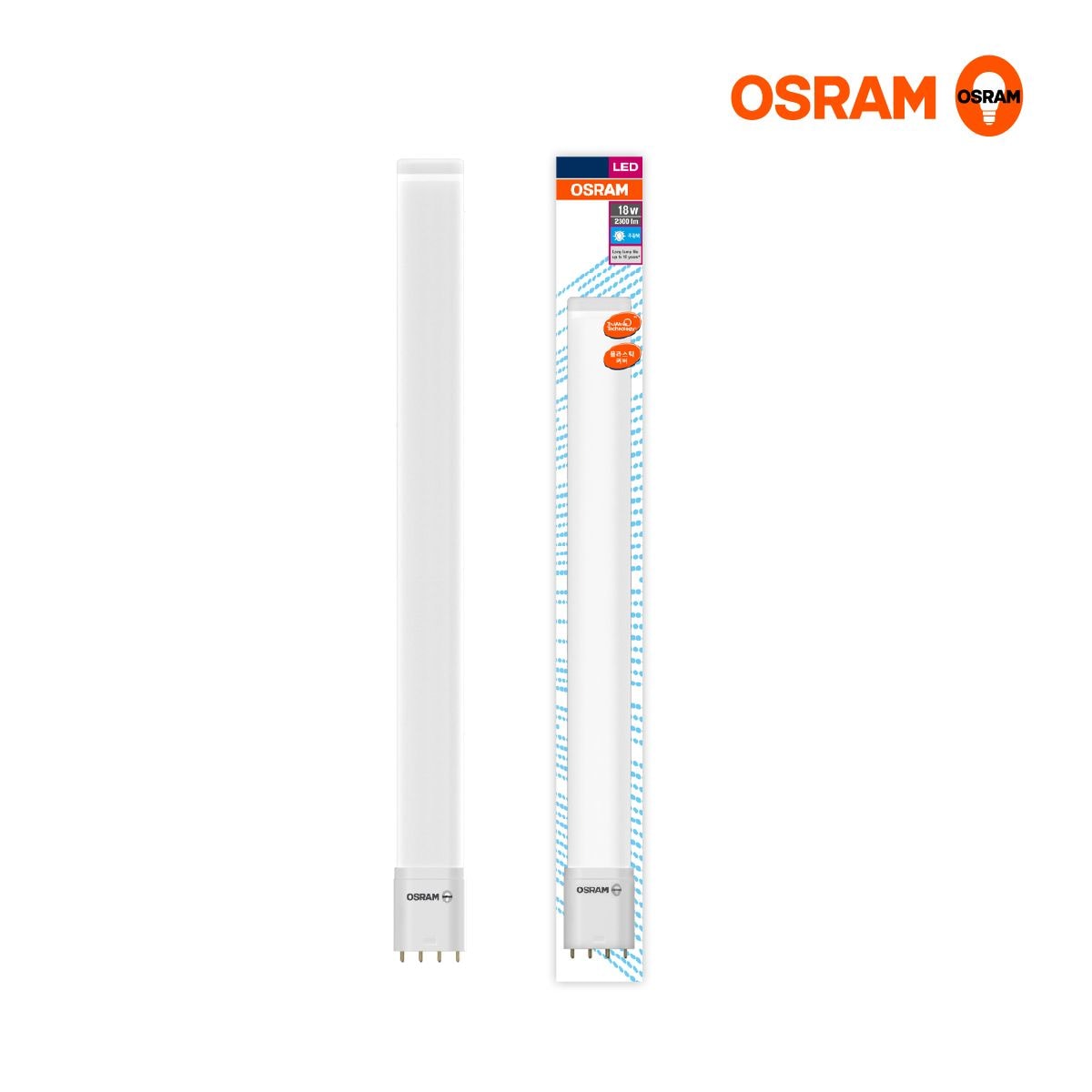 오스람 LED 형광등 램프 18W 25W 기존 36W 55W 대체 주광색 백색 플라스틱커버 - 18W 주광색(형광등색)857