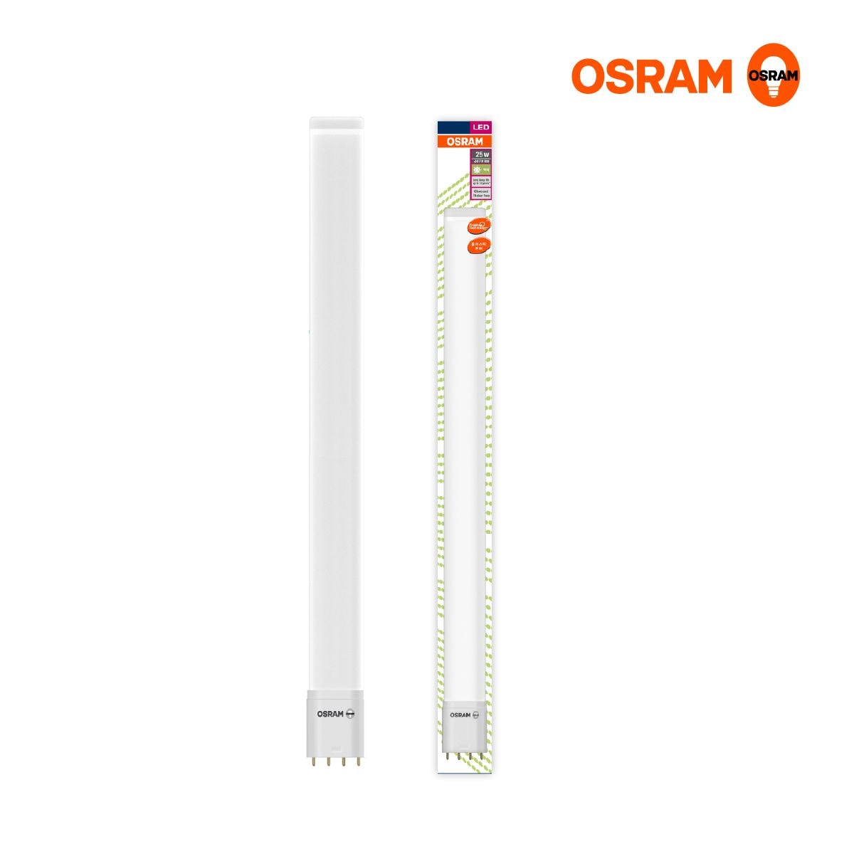 오스람 LED 형광등 램프 18W 25W 기존 36W 55W 대체 주광색 백색 플라스틱커버 - 25W 주광색(형광등색)857