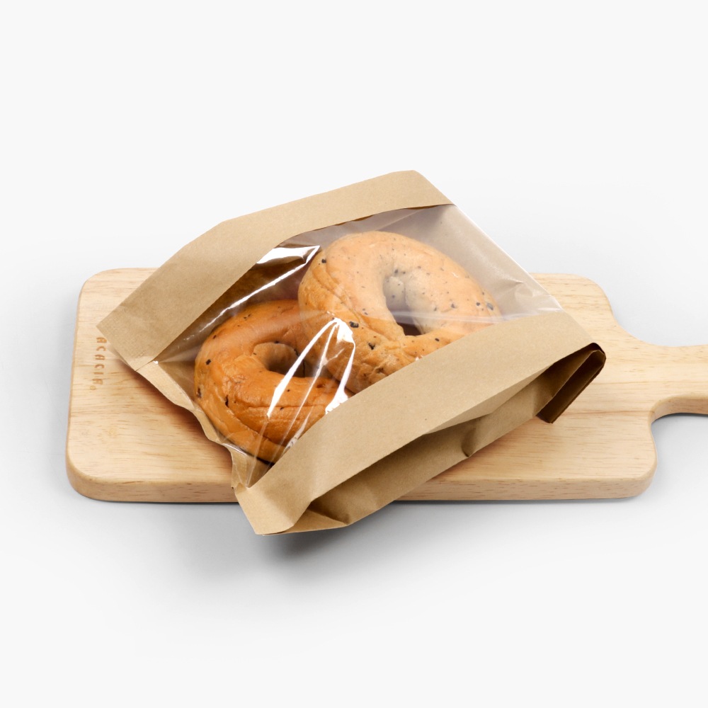 해피팩 KP 바게트 크로와상 베이글 맘모스빵 베이커리 포장 크라프트 창봉투 100장 / 5size - KP 창봉투 대 100장