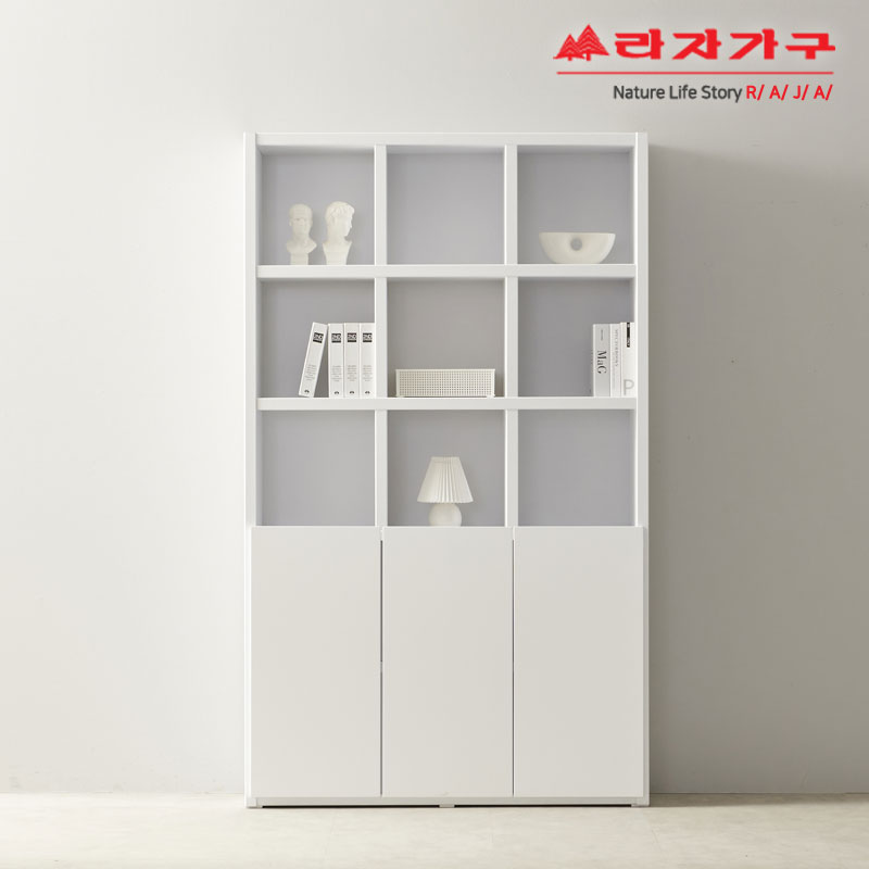 라자가구 위드 플러시 1200폭 3단 책장 도어형 jy244 - 3) 1200폭 5단 책장 도어형 jy246c_화이트 
