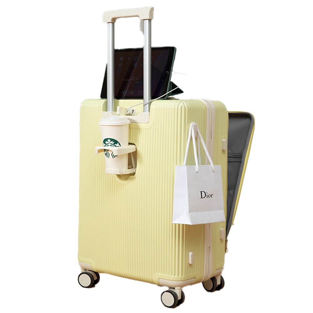 [오늘출발] [신상품] 캐사랑 20인치캐리어 기내용 화물용 여행용 튼튼한 컵홀더 22인치 24인치 캐리어26인치 - 옐로우_20인치