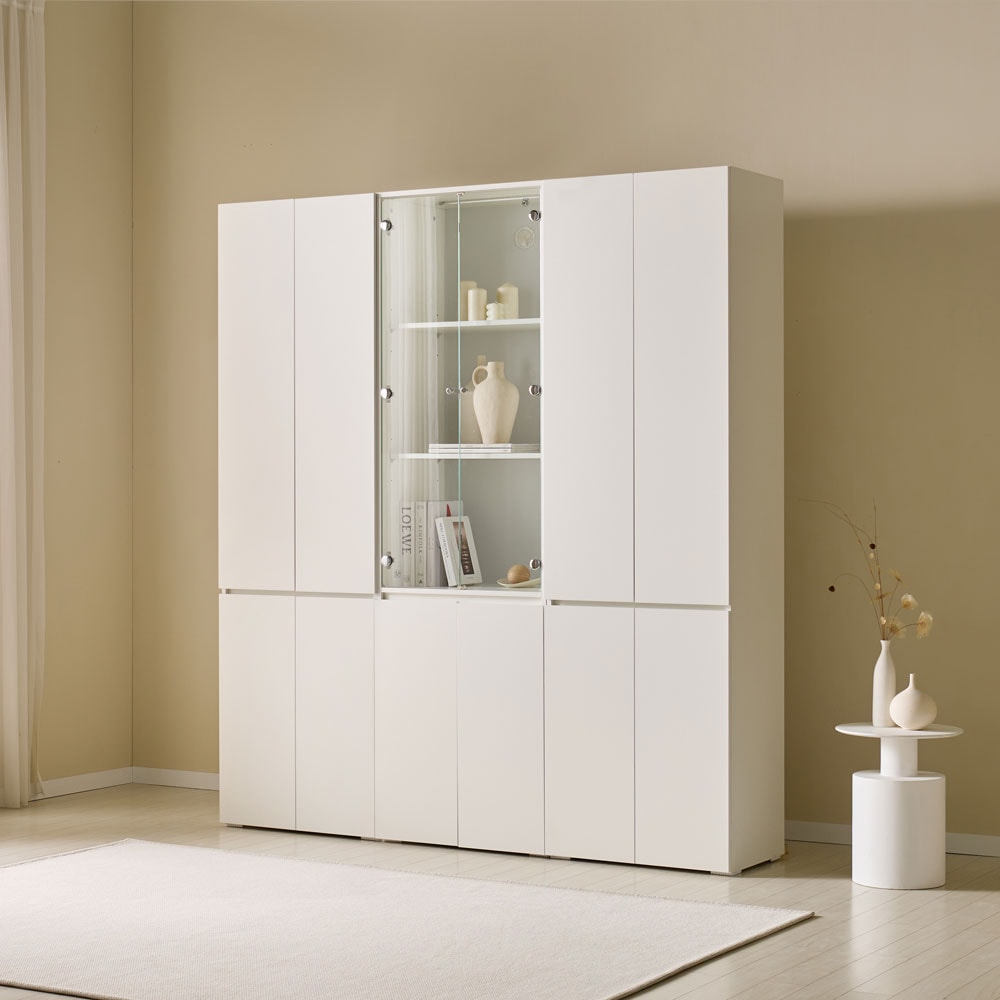 [신상품] 밀로의집 뉴더퀸 유리장식장 진열장 양주장 / 600수납장 - 크림화이트_600수납장