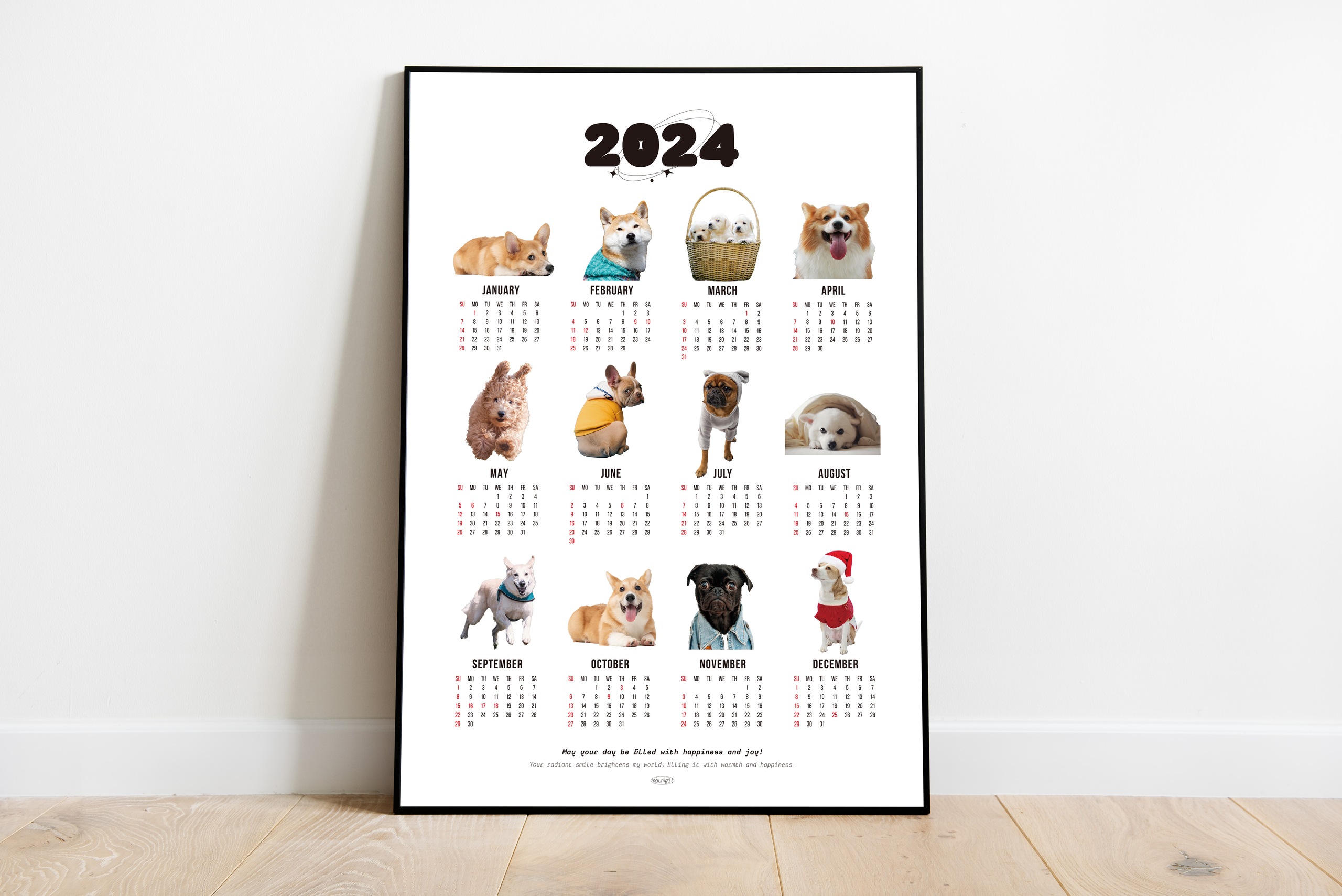 마음길디자인  2026 인테리어 포스터 고양이 강아지 캘린더 달력