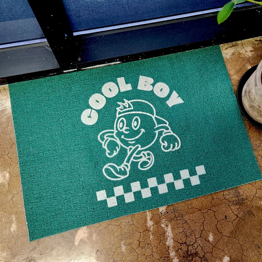 우리의pick 물청소가능 자체디자인 PVC 헬로우 웰컴 도어매트 코일매트 - 80x120cm_그린_쿨보이