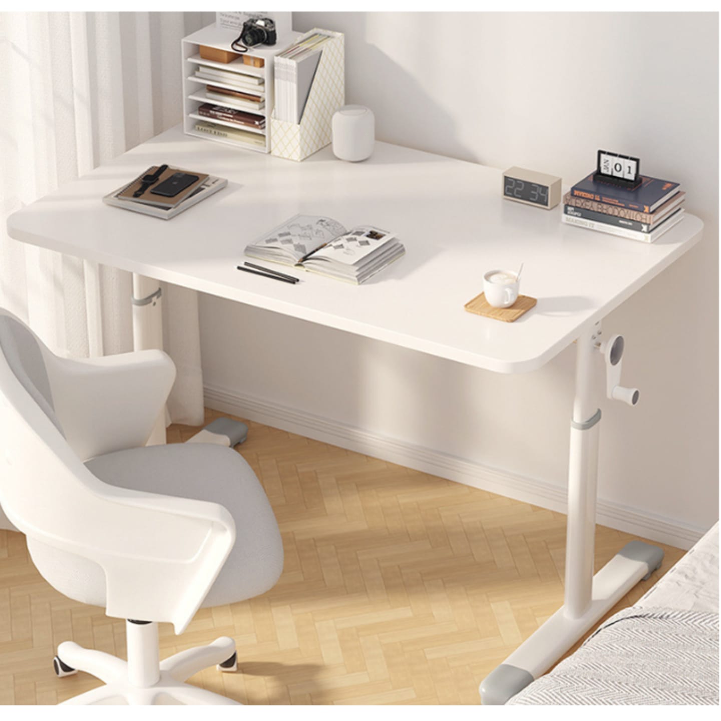 [신상품] 리빙팩토리H 높이 조절 노트북 책상 학생 높낮이 이동식 쇼파 화이트 데스크 테이블 - 800x600 (입고완료 즉시발송가능)