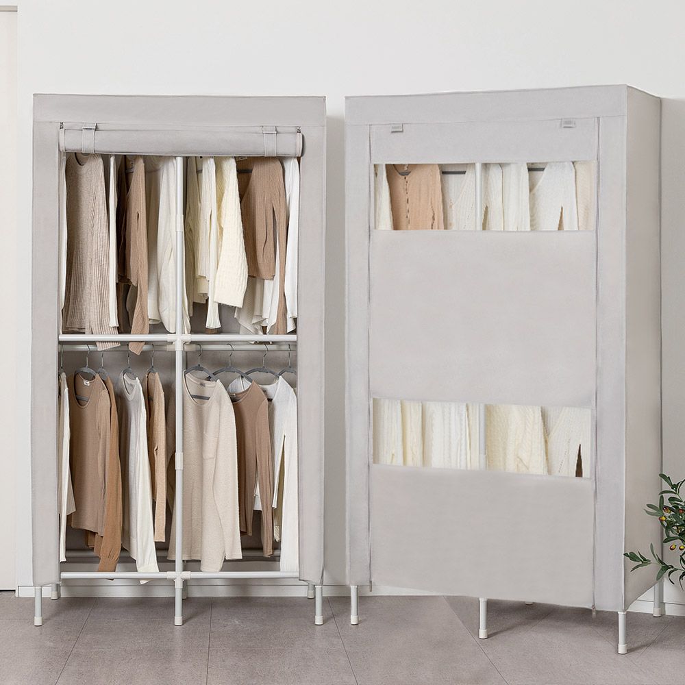 MF매직하우스 윈도우 커버옷장 드레스룸 옷장 행거 2단 트리플 - 2단더블:화이트그레이 